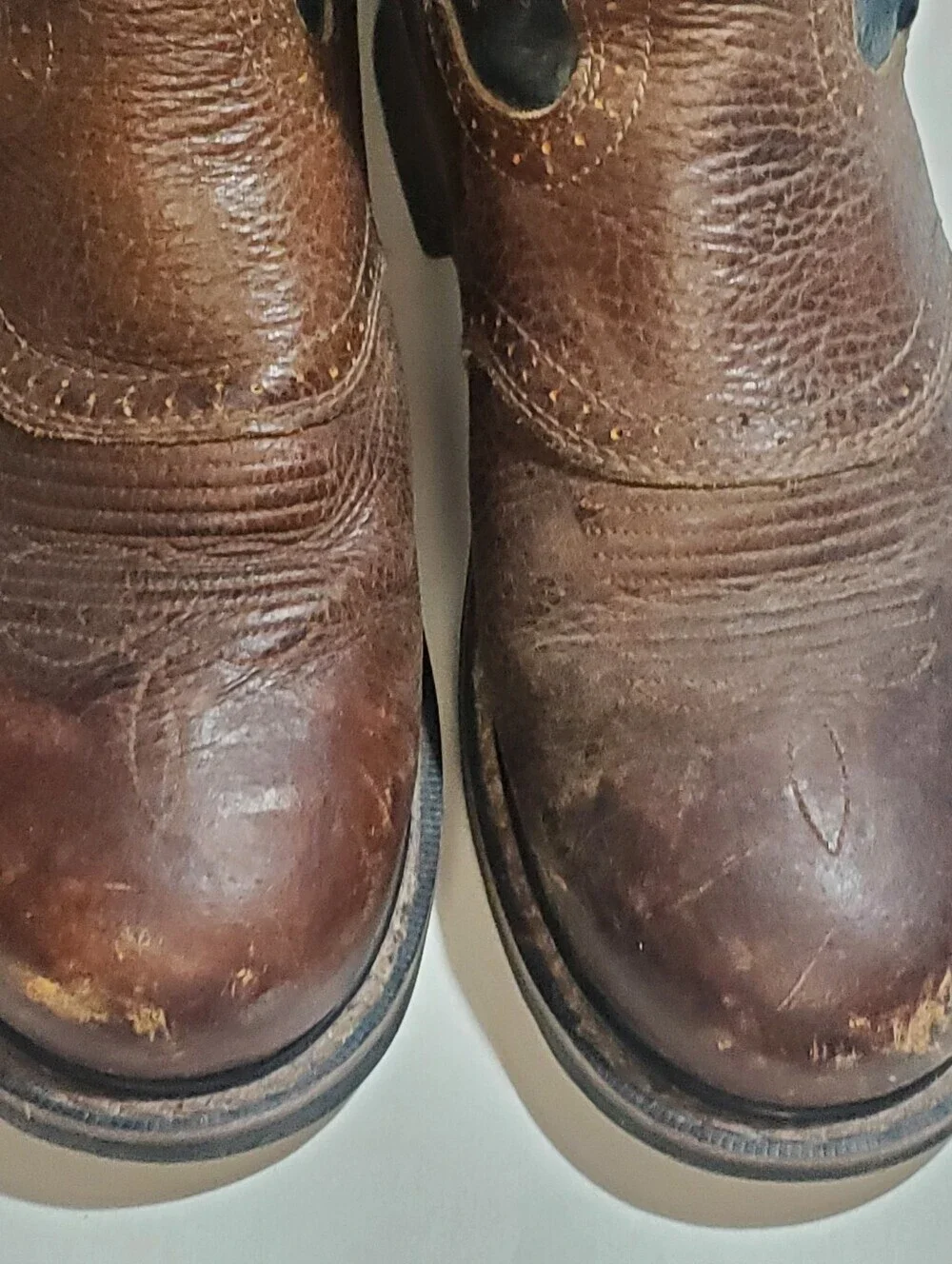 Justins Work Boot Steel Toe. 10.5 EE. Brown Leather. Western. Pull On